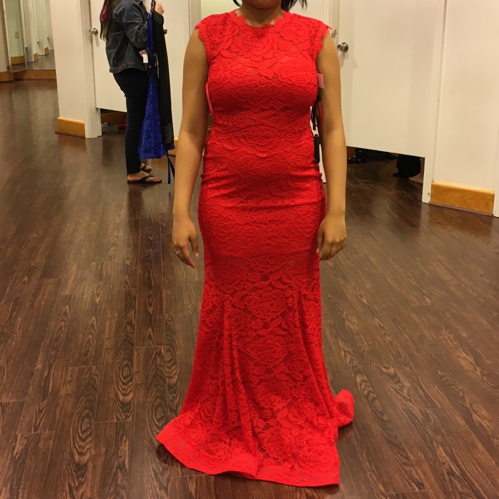 Red Lace Evening Dress